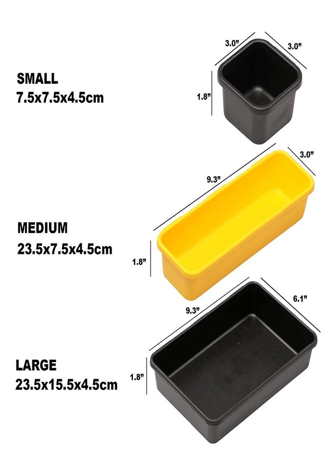 Cutting EDGE Plastic Set of 2 Interlocking Drawer Organizer for Cosmetics & Desk Storage Set, Divider or Separator Tray for Household, Kitchen & Office (Black & Yellow) - Image 4